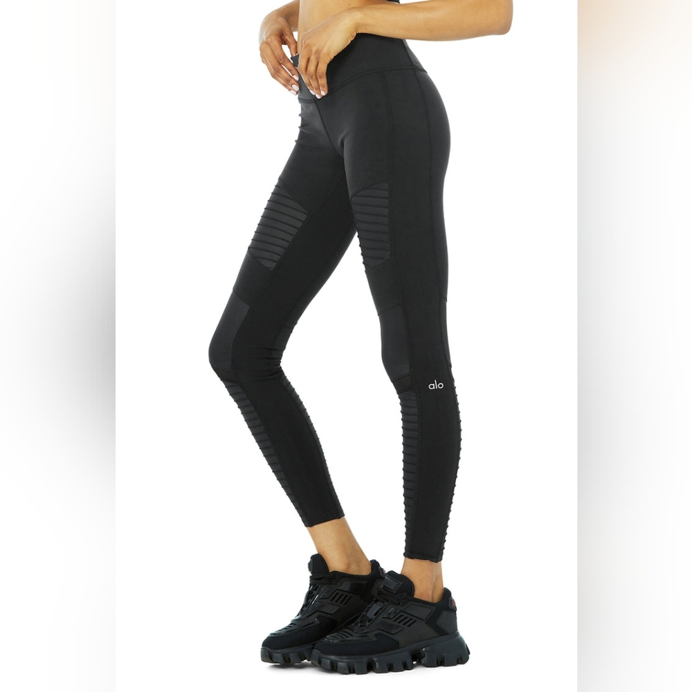 Alo Yoga Black Moto Leggings With Mesh Women's Size Small